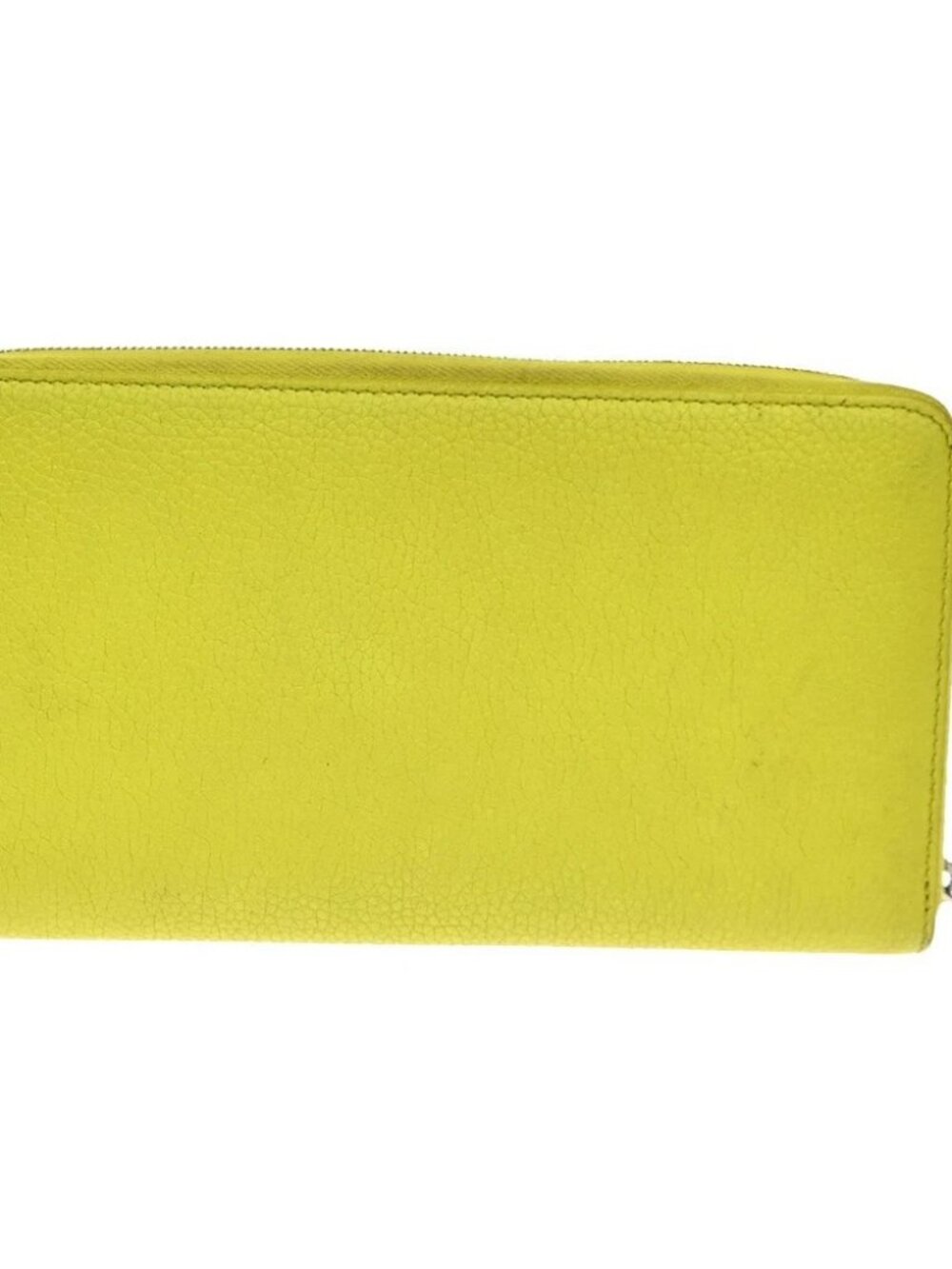 CELINE Logo Zip Around Long Wallet Purse Leather Yellow SHW Italy 66YH956 - Picture 3 of 14